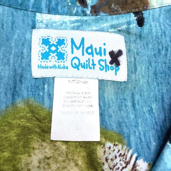 Maui Quilt Shop 100% Cotton Turtles Ducks Aloha Tropical Button Shirt Sz Large L - Picture 4 of 8